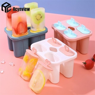 4 Cell Silicone Kem Popsicle Khuôn Có Tay Cầm Khuôn Làm Kem Mùa Hè Trẻ Em Làm Kem Kem Kem Khay Khuôn