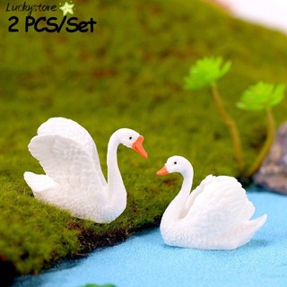 Set 2 tượng thiên nga trắng/đen đẹp mắt dùng để trang trí tiểu cảnh