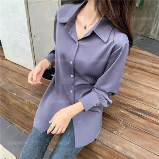 Áo sơ mi nữ tay dài Bigsize Áo sơ mi công sở basic form rộng có cổ mùa xuân Phong cách Hàn Quốc Thời Trang đẹp