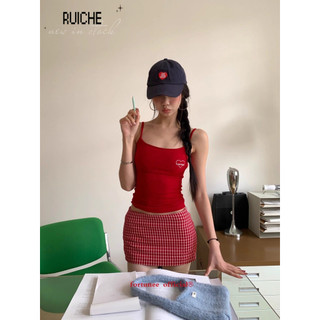 RUICHE  Áo 2 dây áo ba lỗ Thời trang hàn quốc Thông thường Thoải mái chic dramatic WCS2430PPW 13Z240327