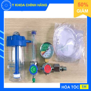 Đồng hồ oxy (trọn bộ đồng hồ, dây thở oxy, bình tạo ẩm oxy)