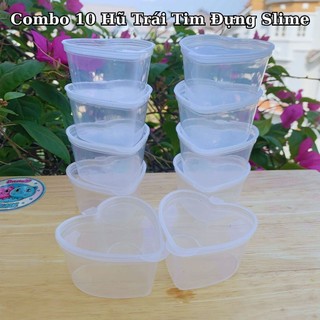 Combo 10 hộp trái tim 45ml dùng để đựng slime, nước chấm d&b slime