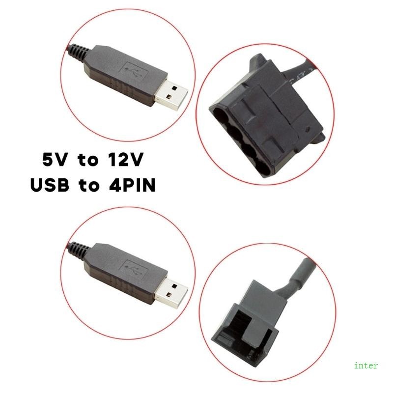 Đầu nối cáp nguồn inter 5V sang 12V Quạt 4Pin sang Bộ chuyển đổi USB với công tắc BẬT