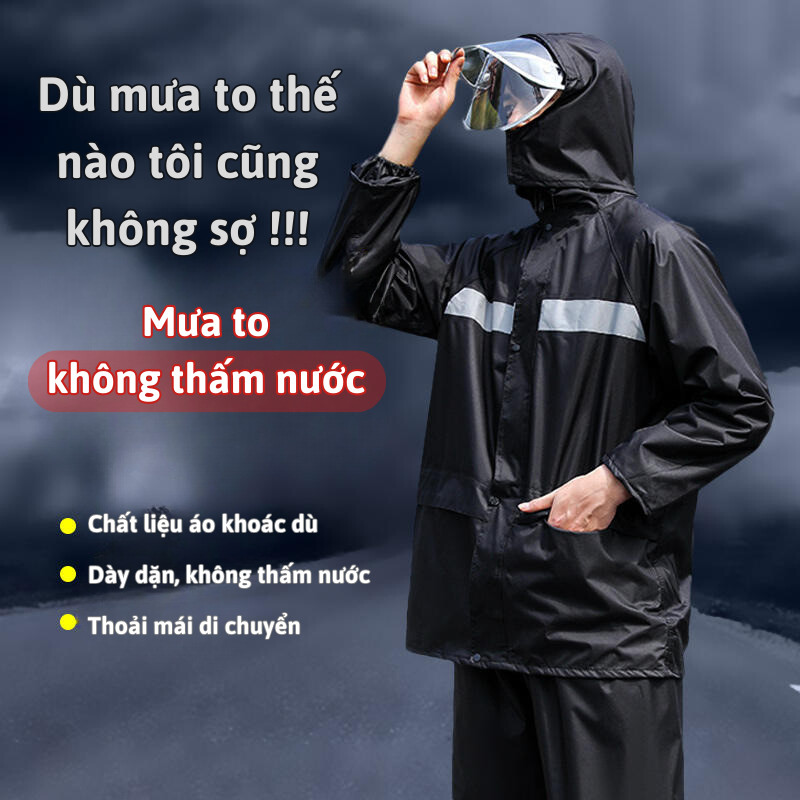 Áo mưa bộ Joful Home 3 lớp chống thấm, phản quang, mũ tháo rời, thoáng khí tiện lợi