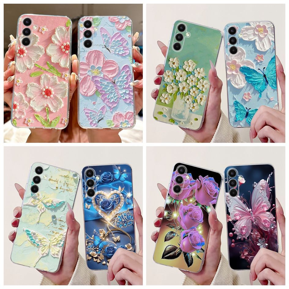 Ốp Lưng Cho Samsung Galaxy A24 4G A245 SM-A245F TPU Cover Hoa Thời Trang Mềm Mại Trong Suốt Silicon 