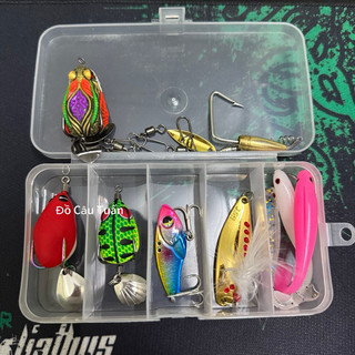 Combo Hộp Mồi Câu Lure 5 Mồi Đủ 3 Tầng Nước, Đa Dạng Địa Hình-F35 Titan, Ve Sầu,Chado H1 MiniThìa Lượn,Cá Sắt vufishing