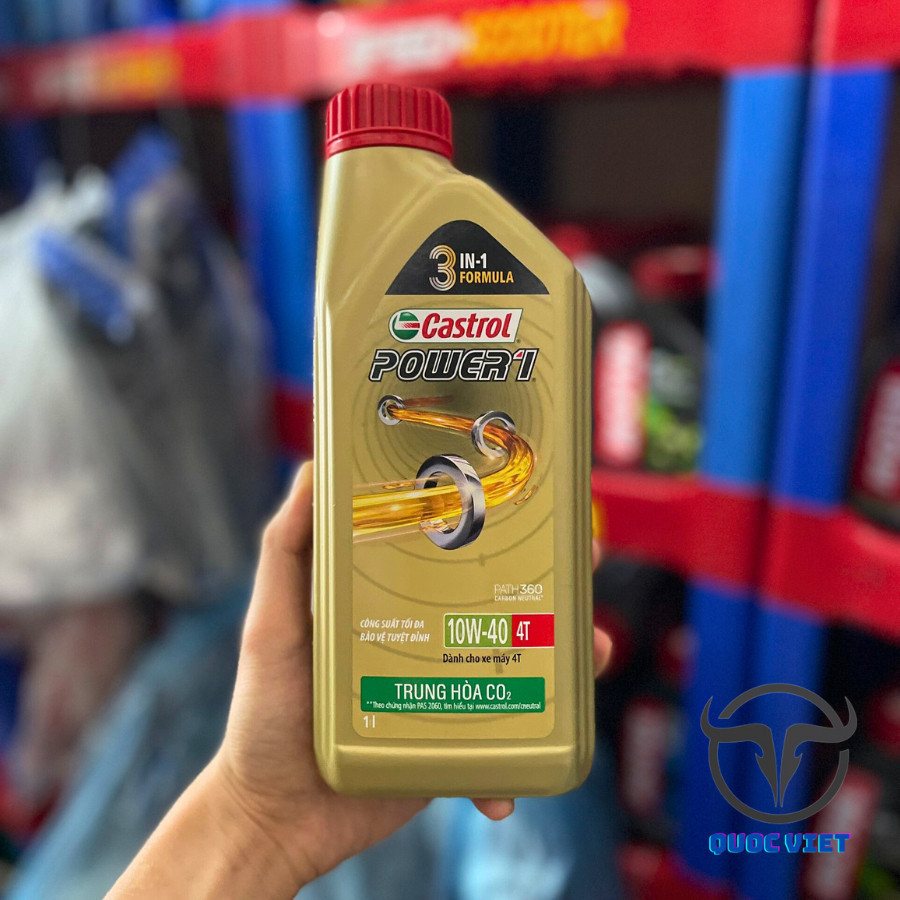 Bình 1L Dầu nhớt xe máy xe số CASTROL POWER-1 4T 10W40 1000ml