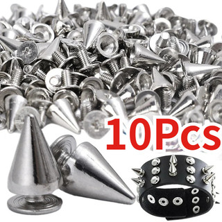 10 chiếc đinh tán punk - đồ may trang trí cho quần áo, da - phụ kiện thủ công diy - đinh vít kim loại - thời trang, gothic - mũi nón bạc