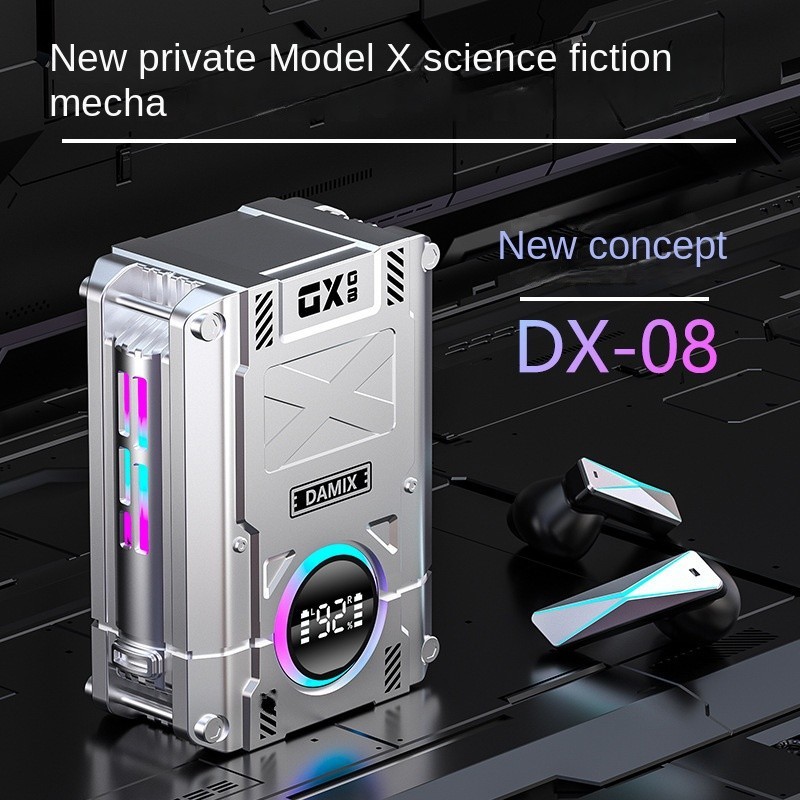 Tai nghe Bluetooth không dây phong cách cơ khí punk mới DX-08 dành cho cuộc gọi độ phân giải cao âm thanh nổi 5.3