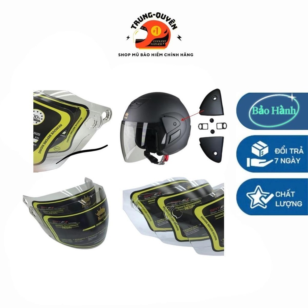 Kính Mũ Bảo Hiểm - Phụ Kiện Thay Thế Cho Royal M01, Asia MT119, HJC VO20, Honda, GRO Helmet