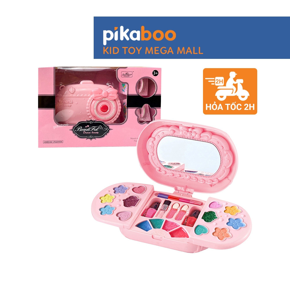 Đồ chơi trang điểm cho bé gái hình máy ảnh đáng yêu Pikaboo, bộ đồ làm đẹp thật nguyên liệu an toàn cho bé từ 3 tuổi