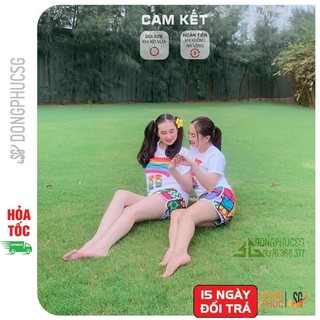 Quần đi biển cặp đôi nam nữ hội nhóm gia đình thiết kế short ngắn họa tiết nổi bật DDB06 |DONGPHUCSG