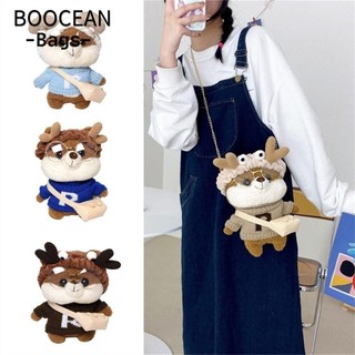 BOOCEAN Túi đeo vai đơn Túi xách đáng yêu Túi Tote sang trọng Túi lông nhung sang trọng