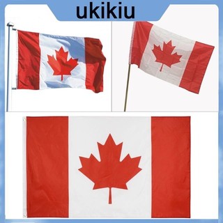 Uki 3x5Foot Cờ Canada Màu Sắc Tươi Sáng Chống Phai Màu Đôi Khâu Quốc Kỳ Canada Polyester Với Đồng Grommets