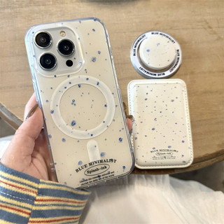 Ốp điện thoại từ tính Instagram Blue Speckle 13Promax / 14Promax Thích hợp cho iPhone 15 / 12Pro