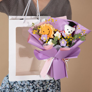 Ins Bác Sĩ Dễ Thương Bó hoa gấu Quà tặng tốt nghiệp sáng tạo Hoa hướng dương Handmade Hoa giả Bó hoa tốt nghiệp Vật tư quà tặng