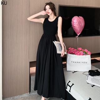 2024 Phong Cách Mới Hepburn Phong Cách Nhỏ Đen Đầm Nữ Áo Vest Không Tay Nữ Pháp Cao Cấp Hẹp Chữ a Xoay Lớn Đầm Dài Mỏng Đen Dài Đầm