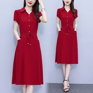 Váy Thanh Lịch Nữ Nữ Pháp Hepburn Phong Cách OL Áo Công Sở Midi Đầm Nữ Mùa Hè Chắc Chắn Chiều Dài Trung Bình Váy Chữ A Plus Kích Thước