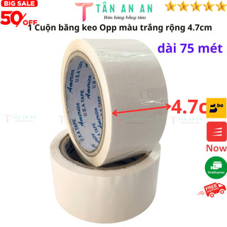 1 Cuộn băng keo màu trắng OPP rộng 4.7cm, nặng 160gram, dài 75 mét, lõi giấy 3mm - Tân An An