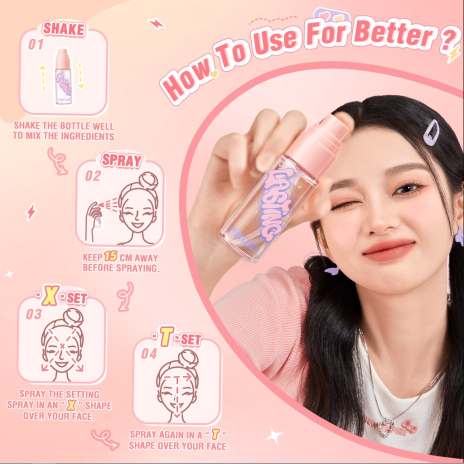 Ảnh 6 của Xịt khóa nền Pinkflash Cố Định Lớp Trang Điểm, Kiềm Dầu, Chống Dính, Không Phai Màu 40ml