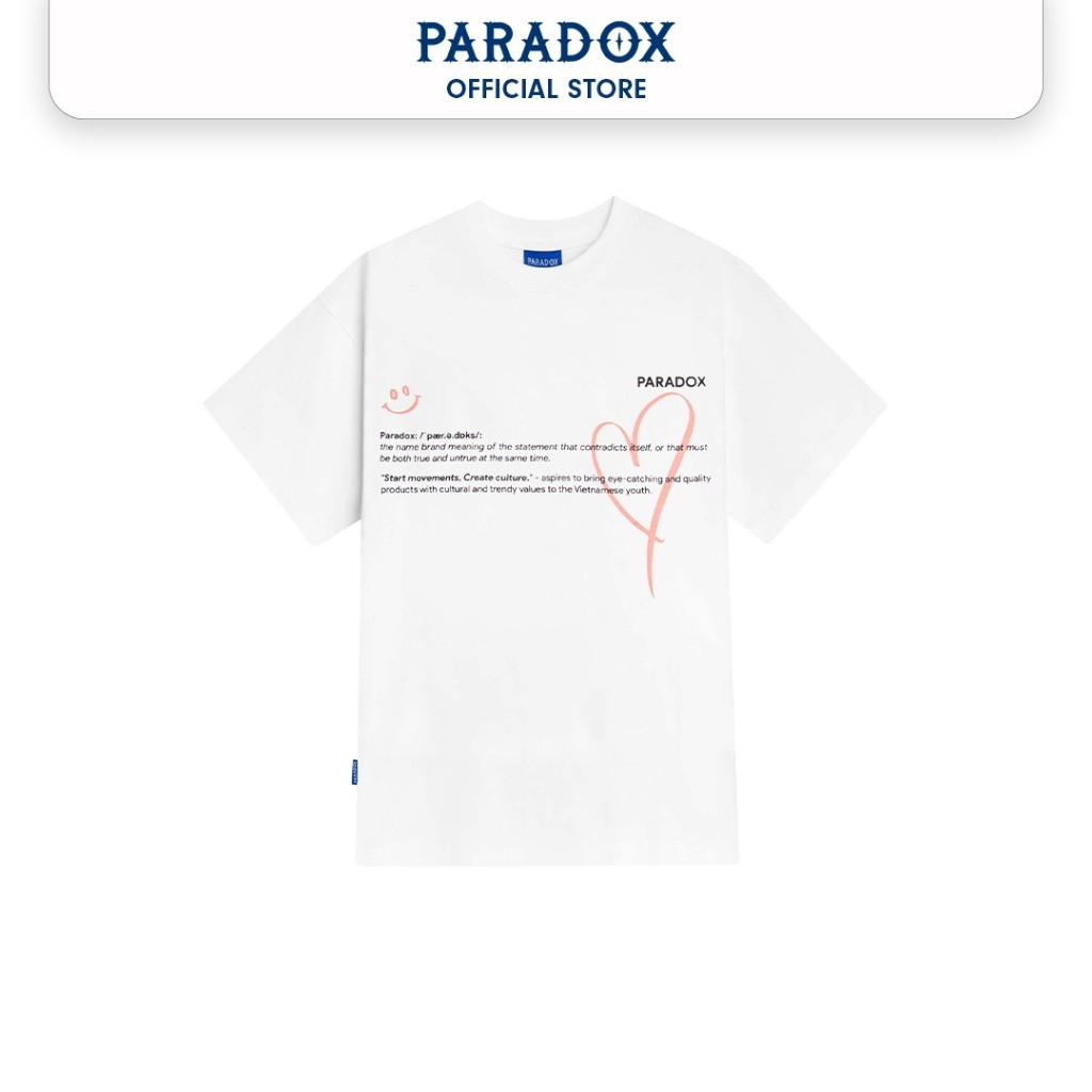 （Nóng bán） Áo thun form rộng Paradox tay lỡ - Unisex - In hình - DEFINITION - Màu Trắng