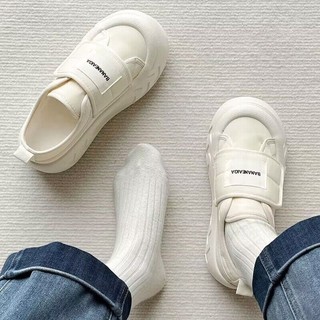 Clemine  Giày Nữ Thường Ngày Mới Thời Trang Hàn Quốc Đế Dày Nhỏ Giày Trắng Ngón Chân To Búp Bê Giày Velcro Giày Thoải Mái Và Đa Năng Giày Thường Ngày