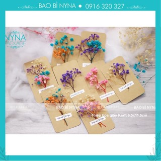 Thiệp hoa khô giấy Kraft xinh xắn làm quà tặng, chúc mừng, trang trí 6.5 x 11.5cm