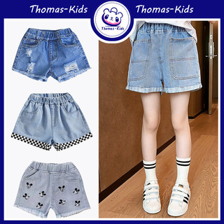  Quần short Denim bé gái 3-10Y Quần short thêu thời trang mỏng mùa hè cho bé gái