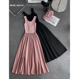 Đầm thun sát nách phối kaki 4074.