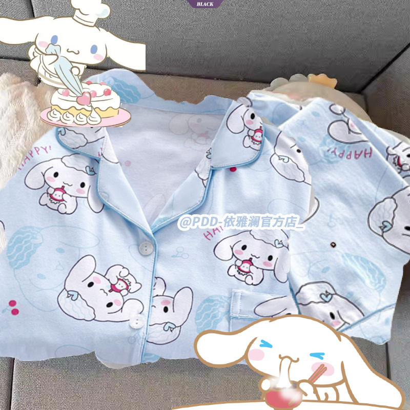 Bộ đồ ngủ Sanrio Cinnamoroll dễ thương Ins Hàn Quốc Nữ Thu Đông Quần dài tay mới Bộ đồ mặc nhà dành cho sinh viên [BL]