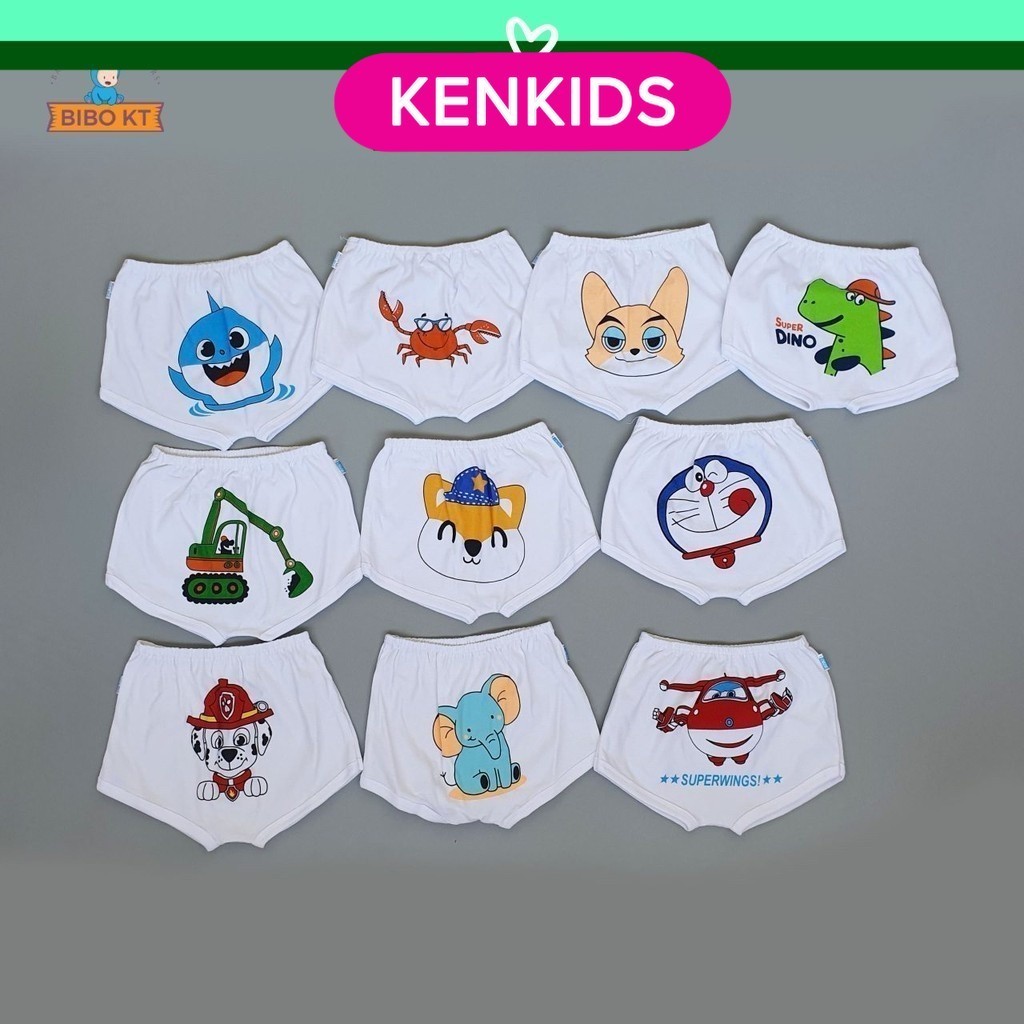 SET 5 Quần đùi viền trắng đáy ngang thun cotton 100% BiBo Kim Thu cho bé (s1-s8) KENKIDS