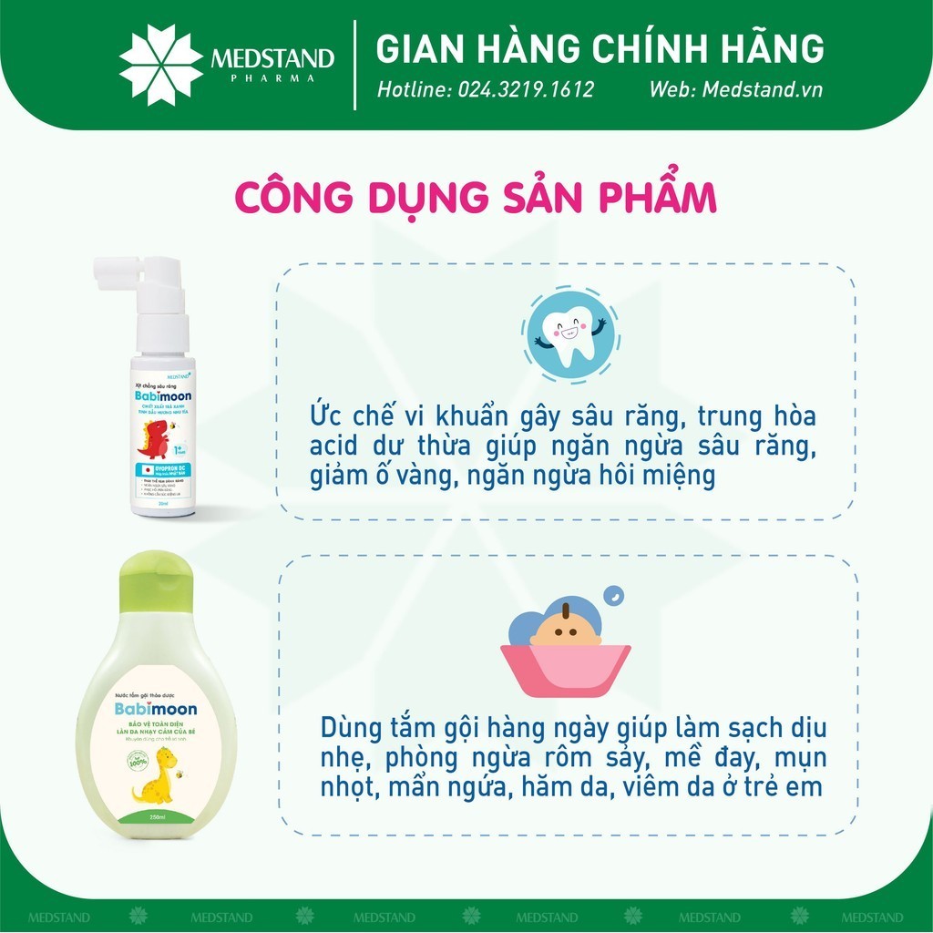 COMBO Xịt chống sâu răng Babimoon ngăn ngừa sâu răng, sún răng và nước tắm gội thảo dược Babimoon làm sạch và bảo vệ da:5637