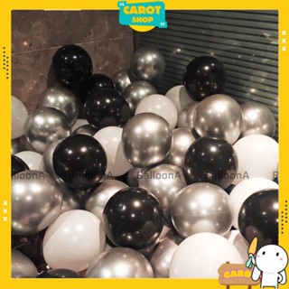 Mix 10 quả bóng bay màu đen bạc kích thước 10inch trang trí sinh nhật, sự kiện