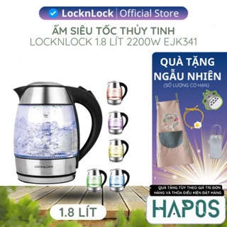 Ấm đun siêu tốc LocknLock thủy tinh EJK341 1.8L ,Hàng chính hãng có điều chỉnh nhiệt độ sôi - Hapos