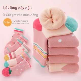  Set 5 Đôi Vớ Dày Giữ Ấm Mùa Đông Họa Tiết Hoạt Hình Dễ Thương Cho Bé tất cao cổ cho bé tất cho bé cao cổ tất noel cho bé 