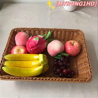 Myrong1hd rổ nhựa giả mây đan đựng trái cây / bánh kẹo / đồ ăn vặt sáng tạo cho nhà bếp