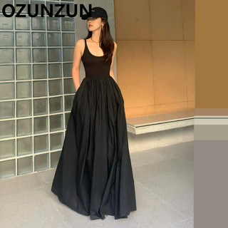 Ozunzun Phong Cách Retro Đen Lưng Dưới Xuất Hiện Đầm Mỏng 9941