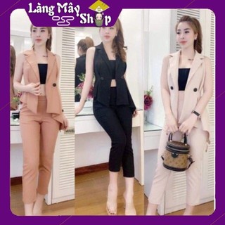 (Xả kho Sale Sập Sàn) Sét bộ thiết kế cao cấp cổ vest phong cách hàn quốc 2023(ảnh thật và clip)