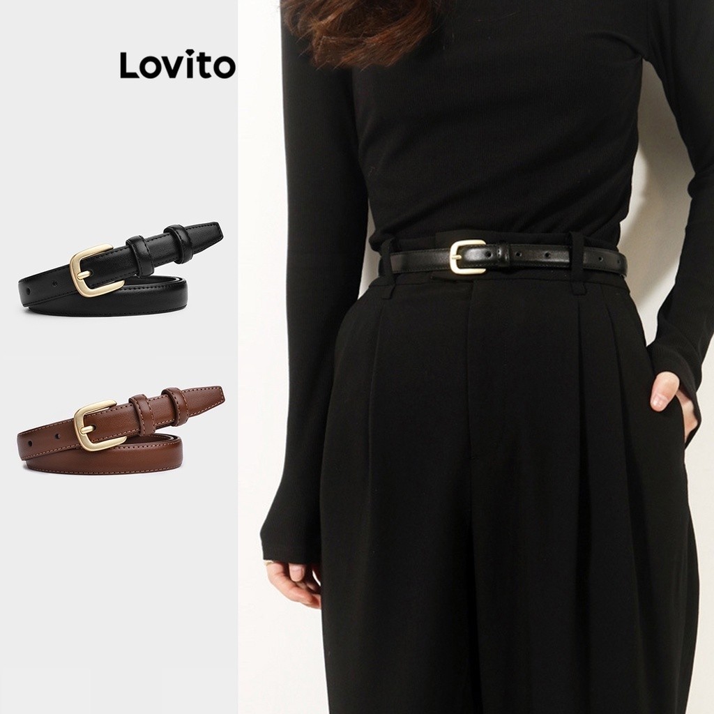 Thắt lưng Lovito màu trơn cơ bản thường ngày cho nữ LFA02011 
