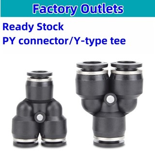 Đầu nối khí quản Đầu nối nhanh Tee Đầu nối Y Loại Tee PY4 6 8 10 12 16mm Đầu nối PY