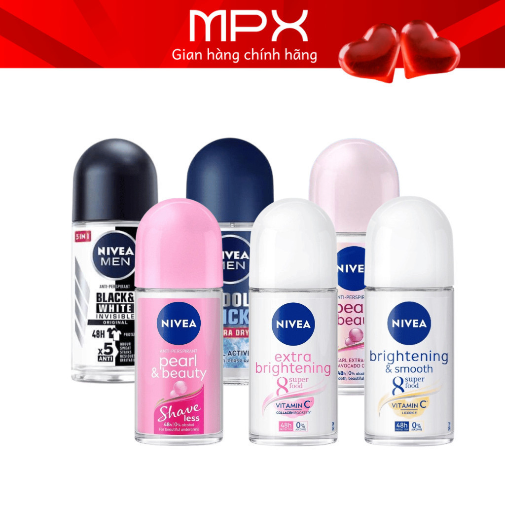 Lăn nách Nivea 48h 50ml Thái Lan - Dùng cho Nam và nữ giúp làm trắng, khử mùi không bị ố vàng - MPX