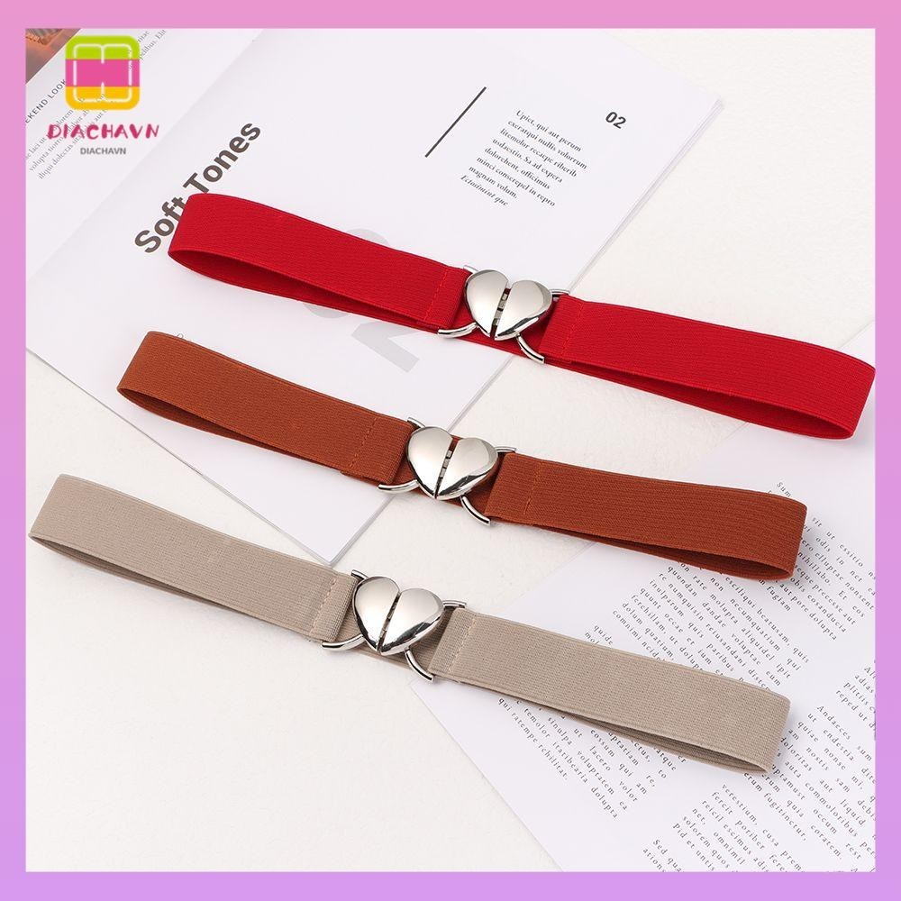 Thắt lưng thun DIACHAVN Nữ Khóa trái tim tình yêu Dây thắt lưng trang trí co giãn