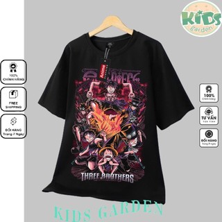 Áo thun One Piece Luffy Thress Brothers Luffy-50 phông đen cotton 3D trame