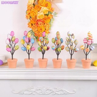 1Pc Easter Egg Bonsai Colorful Simulated Easter Egg Potted Plant High-quality DIY Foam Bunny Eggs for Home Party Decoration