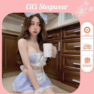  CP35 Set đồ ngủ nữ kiểu váy quây cosplay nàng người hầu gái sexy gợi cảm quyến rũ CICI SLEEPWEAR 