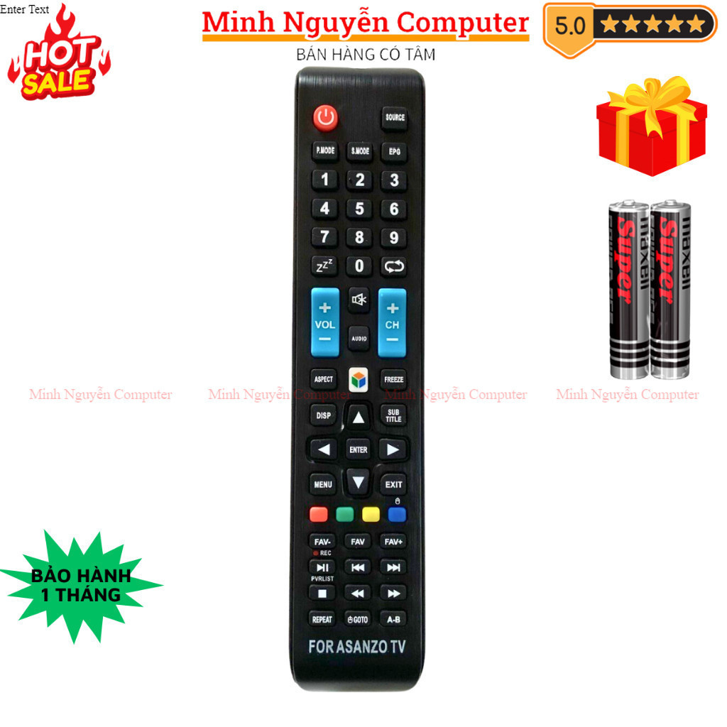 Remote điều khiển tivi ASANZO Mã 09, điều khiển TV Asanzo 32AS100 - Tặng kèm pin - Minh Nguyễn