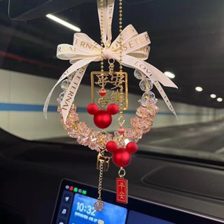 Dây treo Bình An May MẮn làm từ pha lê trang trí gương hậu ô tô