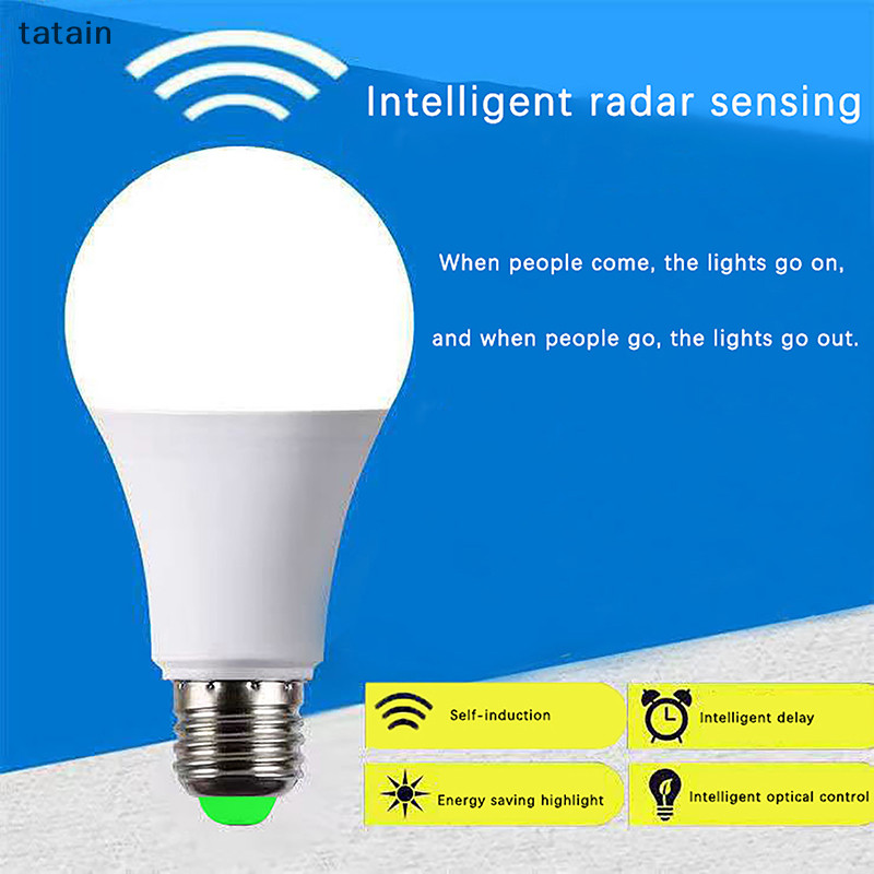 Tatain 220V E27 7W 9W 12W 18W Đèn LED Tự Động Bóng Đèn Hồng Ngoại Thông Minh Tiết Kiệm Năng Lượng Ilas Home Porch Lò Vi Sóng Radar Cảm Biến Chuyển Động Ánh Sáng VN