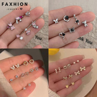 Bông tai bướm Faxhion trái tim dành cho nữ xuyên pha lê ngọc trai phụ kiện trang sức