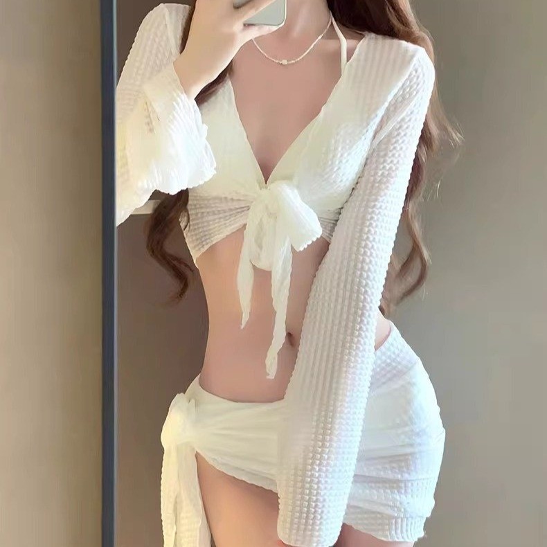 🌸Bikini🌸 COD Đồ Bơi Nữ 2024 Bộ Bốn Mảnh Cao Cấp Trắng Gợi Cảm Chia Kỳ Nghỉ Đồ Bơi | BigBuy360 - bigbuy360.vn